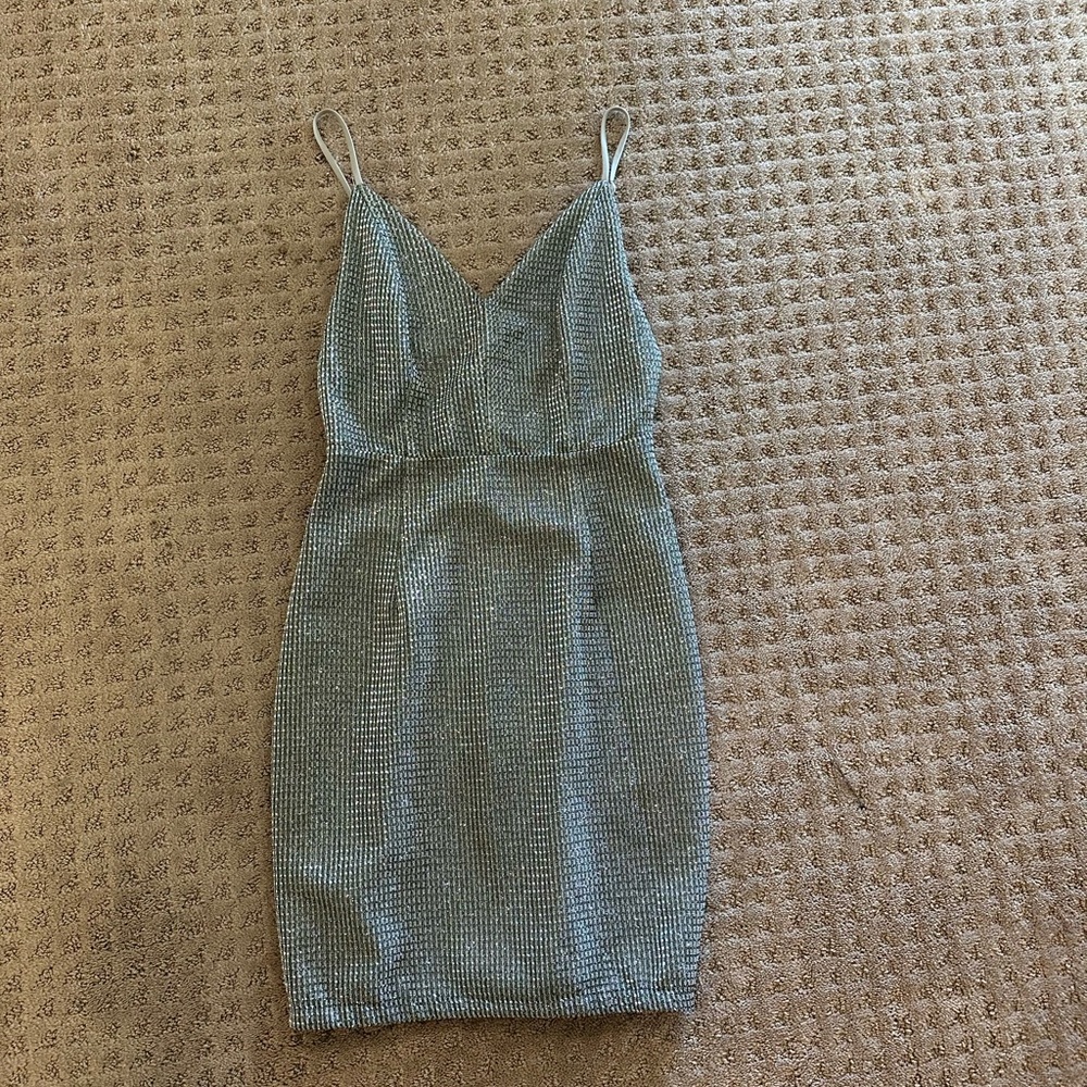 Lulu's Silver Spaghetti Strap Mini Cocktail Dress